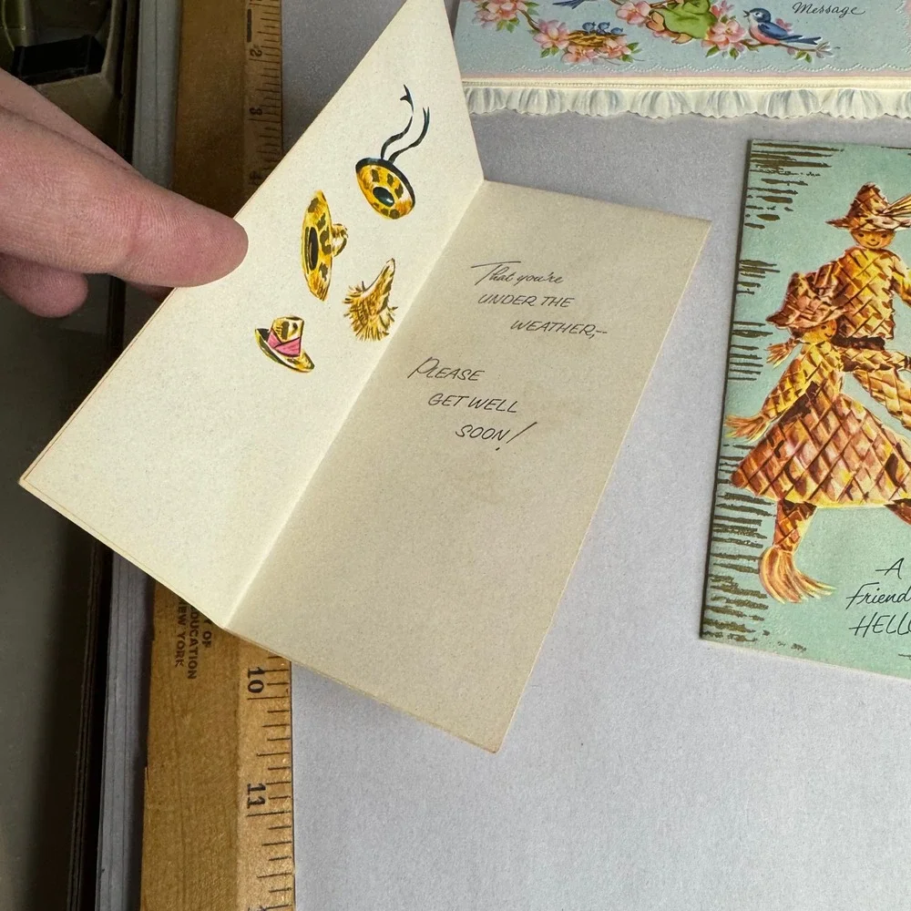 Vintage‎ Greeting Cards Lot 8 A Straw Hill Card Get Well Hello Thinking of You
